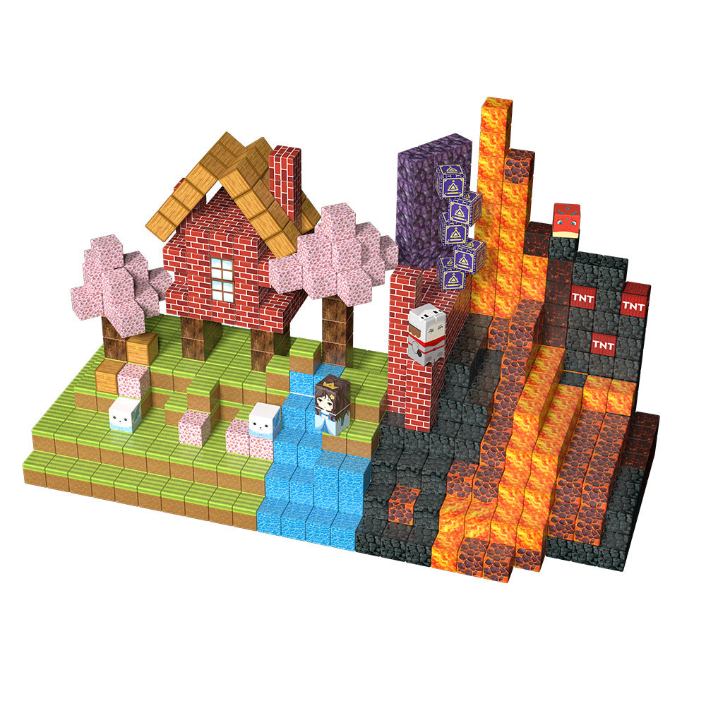 Magnetische Bausteine 3D – Lava-Wasserfall Design