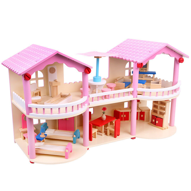 Maison de poupée Montessori en bois – maison de jeu ouverte avec meubles