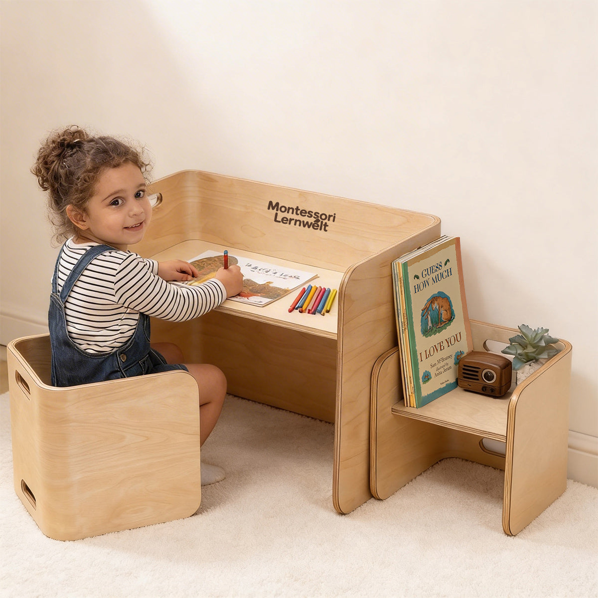 Montessori Tisch- & Stuhlset aus Holz ¨C f¨¹r langfristige Nutzung wandelbar