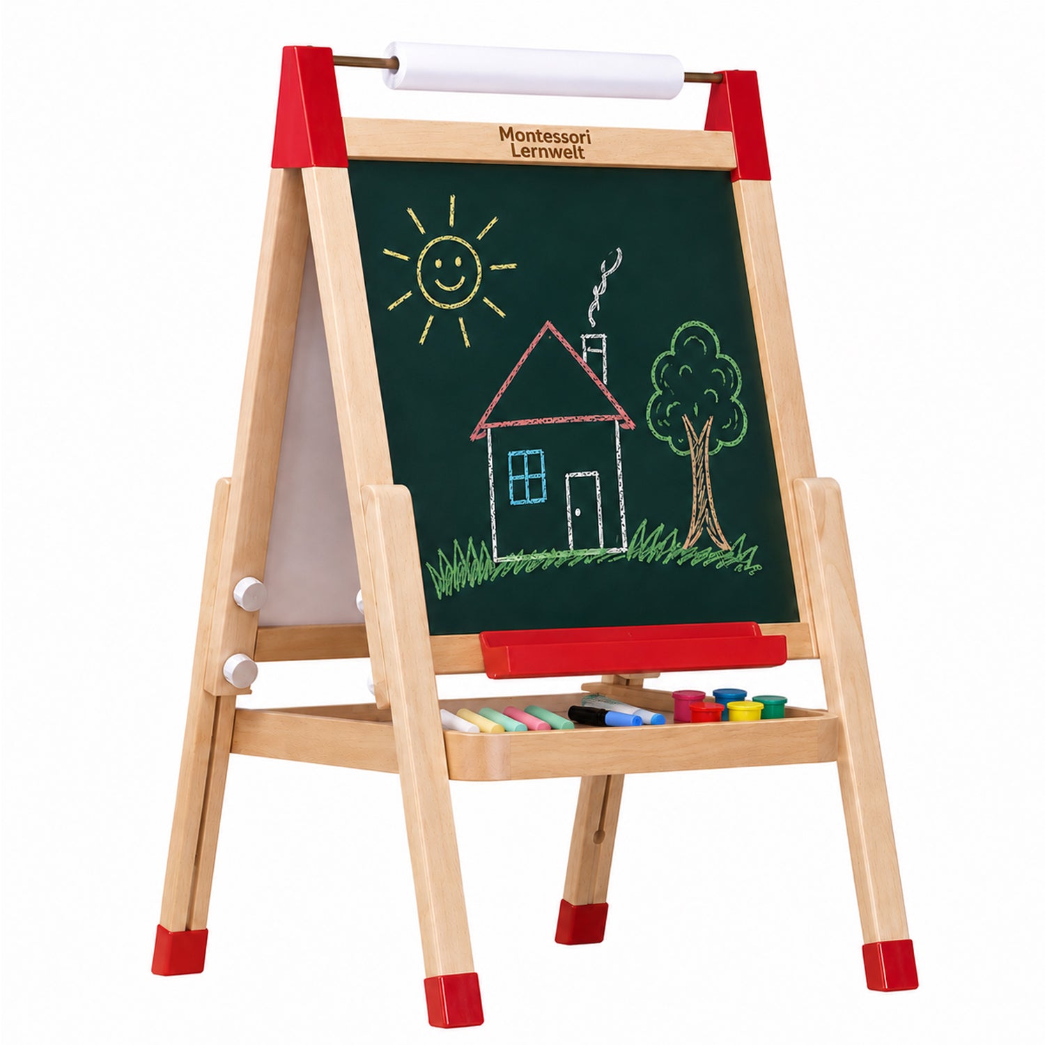 Holz Kinderstaffelei mit Kreidetafel und Papierrolle für kreatives Malen und Zeichnen
