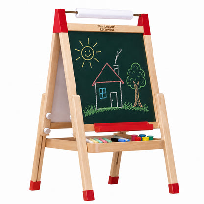 Holz Kinderstaffelei mit Kreidetafel und Papierrolle für kreatives Malen und Zeichnen