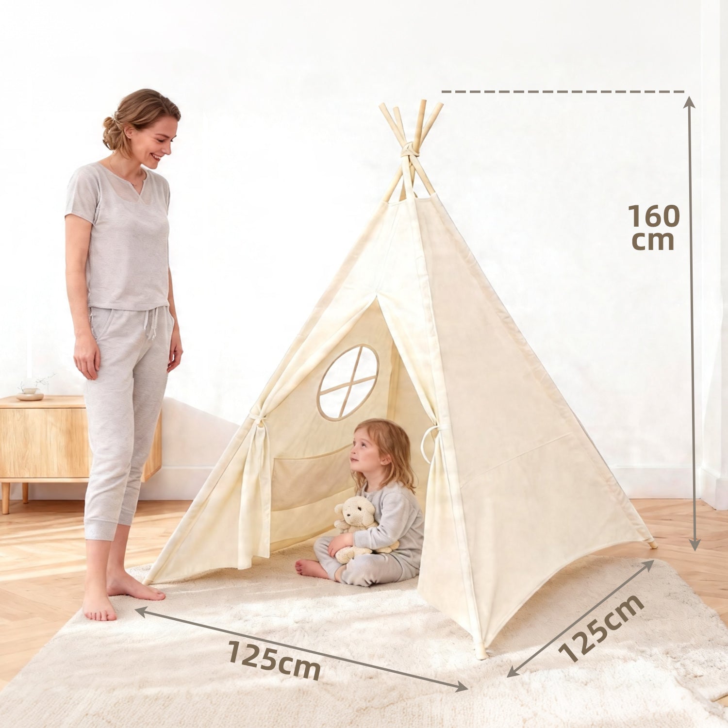 Beiges Kinderzelt als gem¨¹tliche Leseecke im Innenbereich
