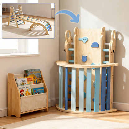 Montessori Kletterset Holz – Klappbares Dreieck & Bogenrampe