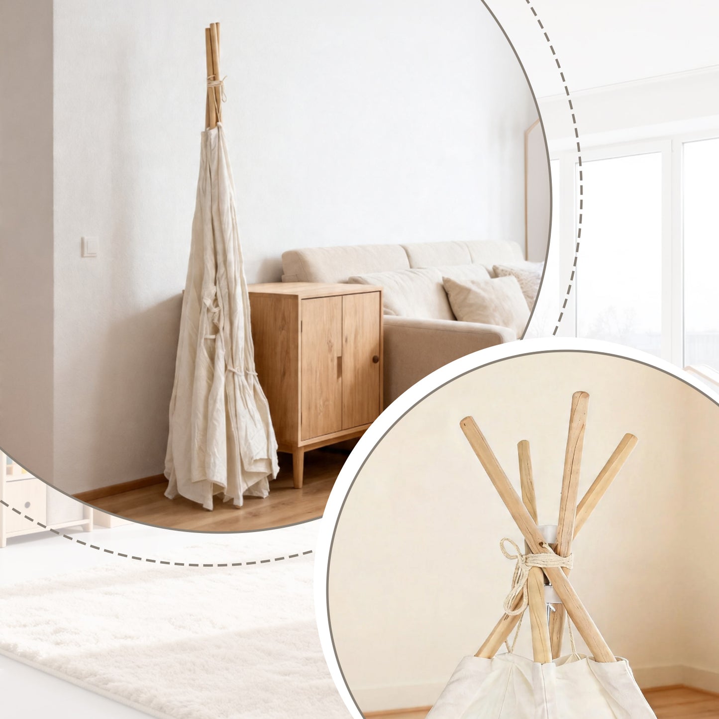 Spielzelt f¨¹r Kinder mit rundem Fenster in Beige