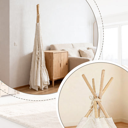 Spielzelt f¨¹r Kinder mit rundem Fenster in Beige