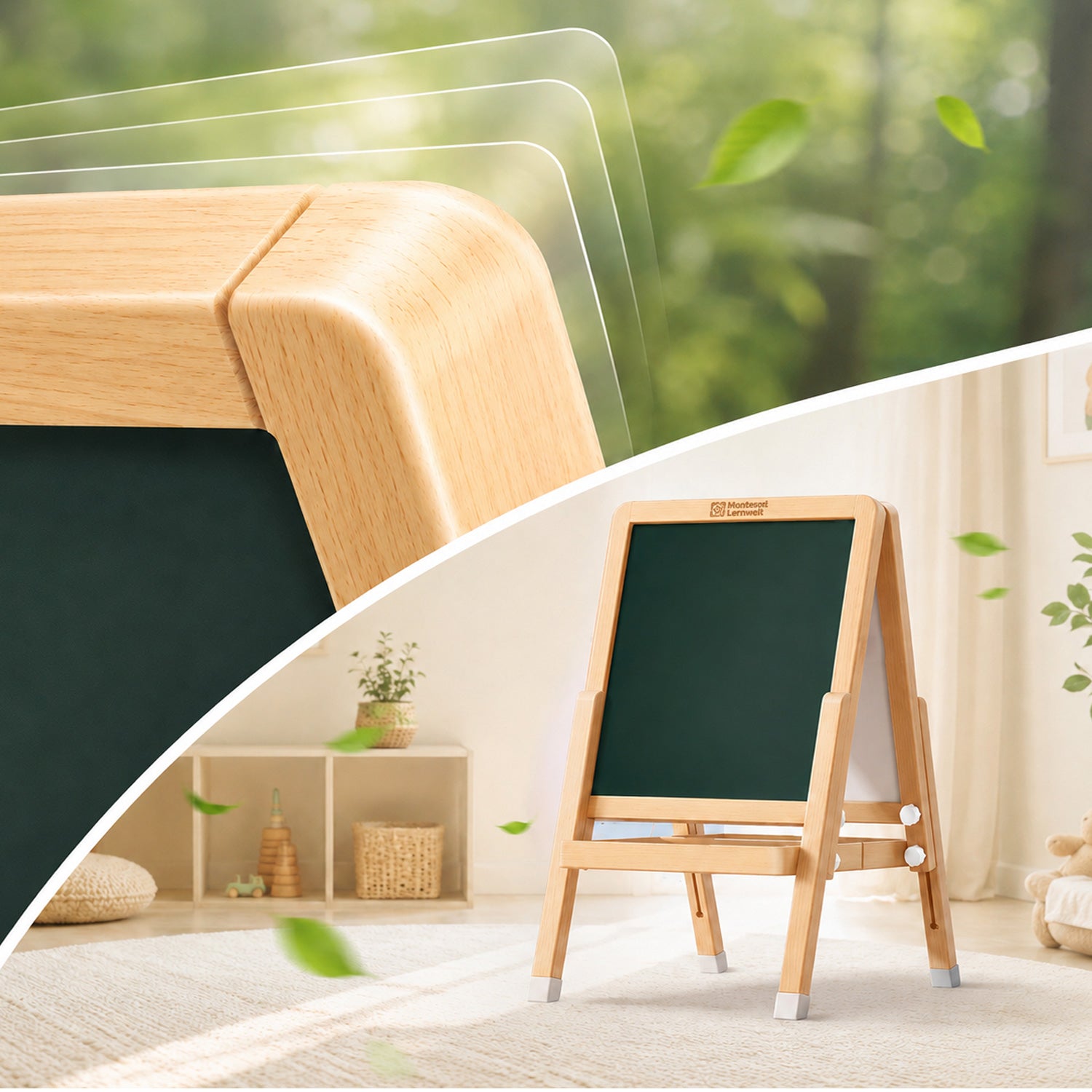 Natürliches Holzdesign Montessori Staffelei für Kinder