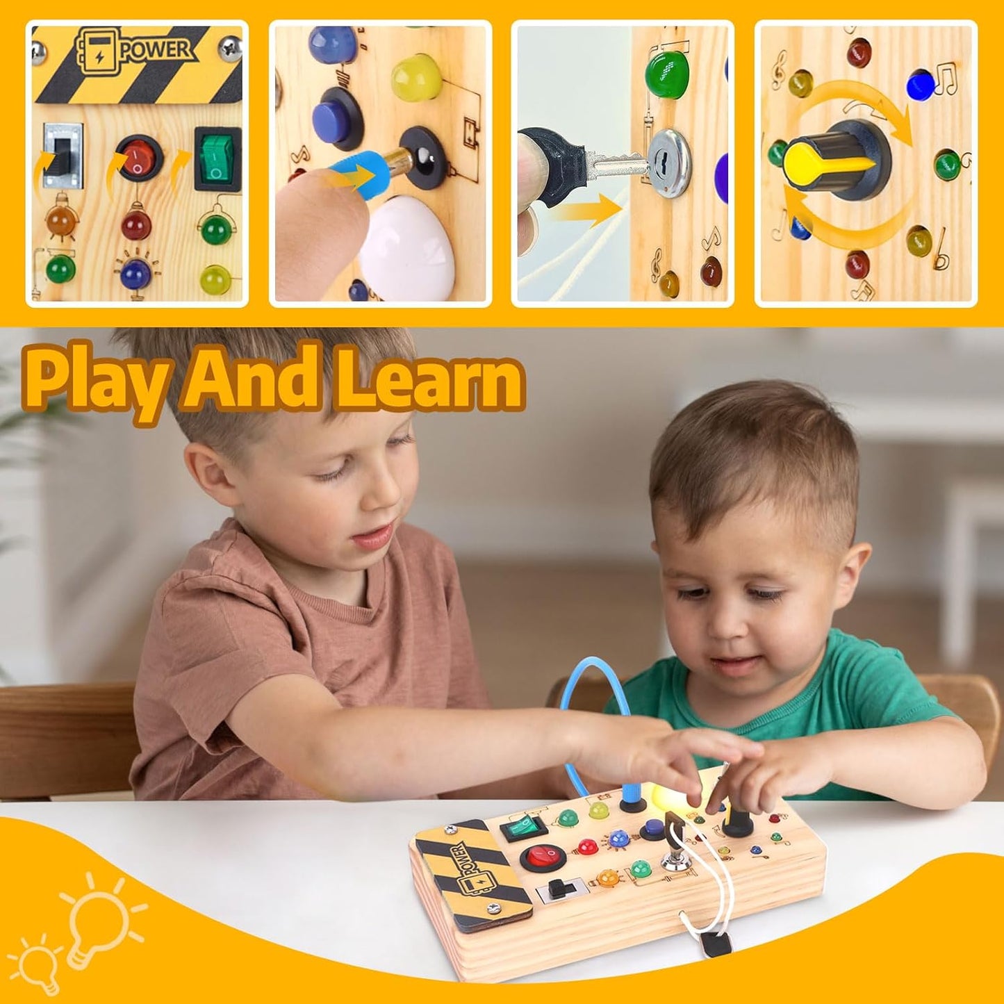 Montessori Busy Board Schalttafel – Ideal für unterwegs