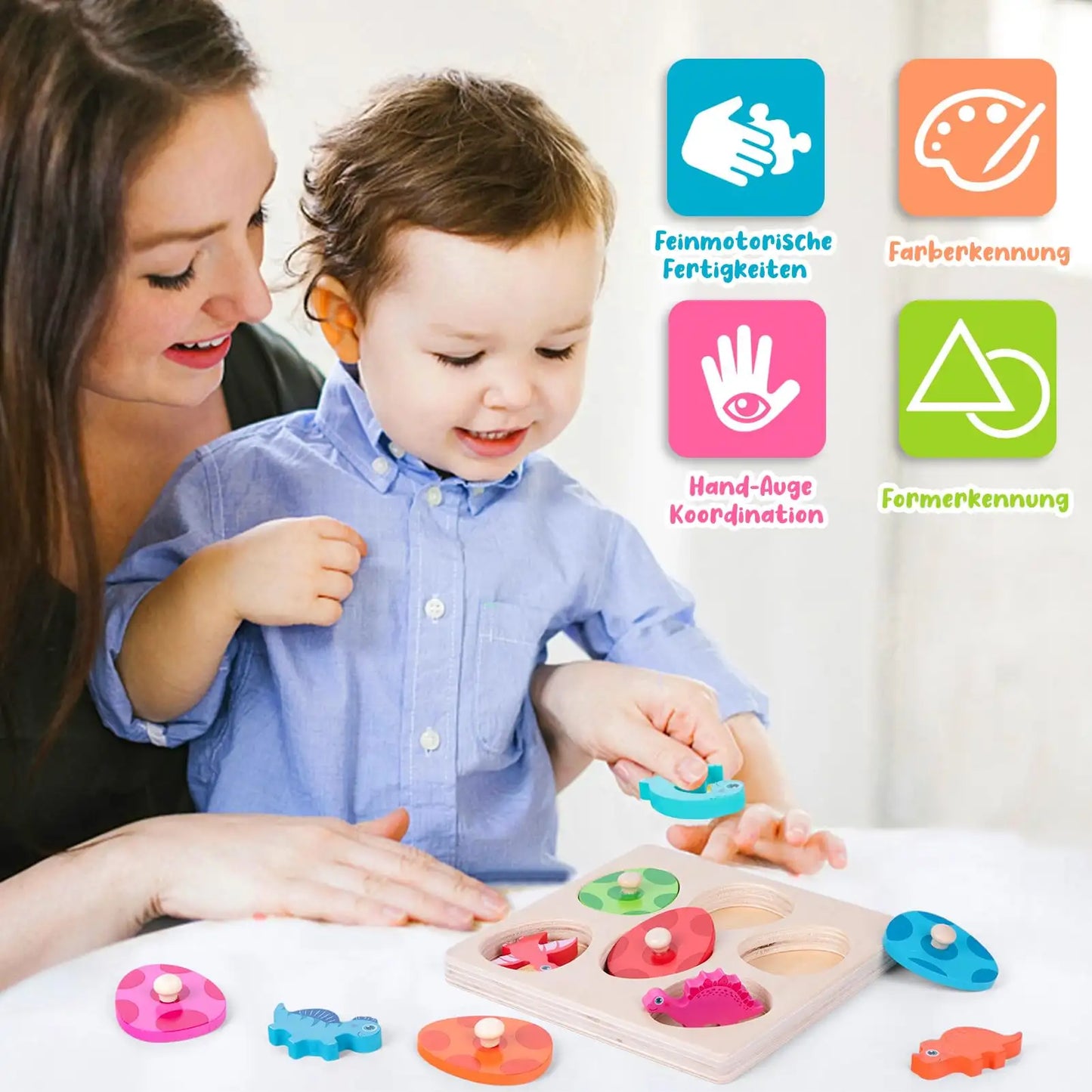 Montessori Holzspielzeug Dino Eier