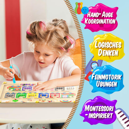 Montessori trælabyrint 3D – magnetisk fingerfærdighedsspil