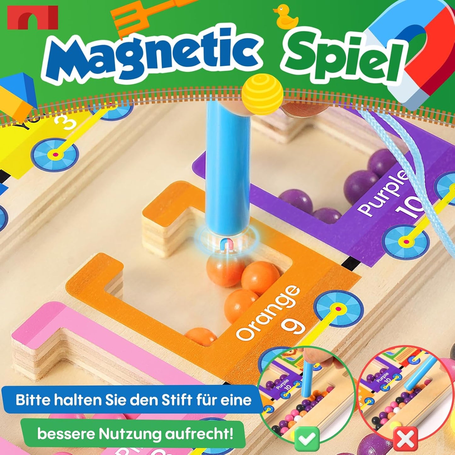 Montessori trælabyrint 3D – magnetisk fingerfærdighedsspil