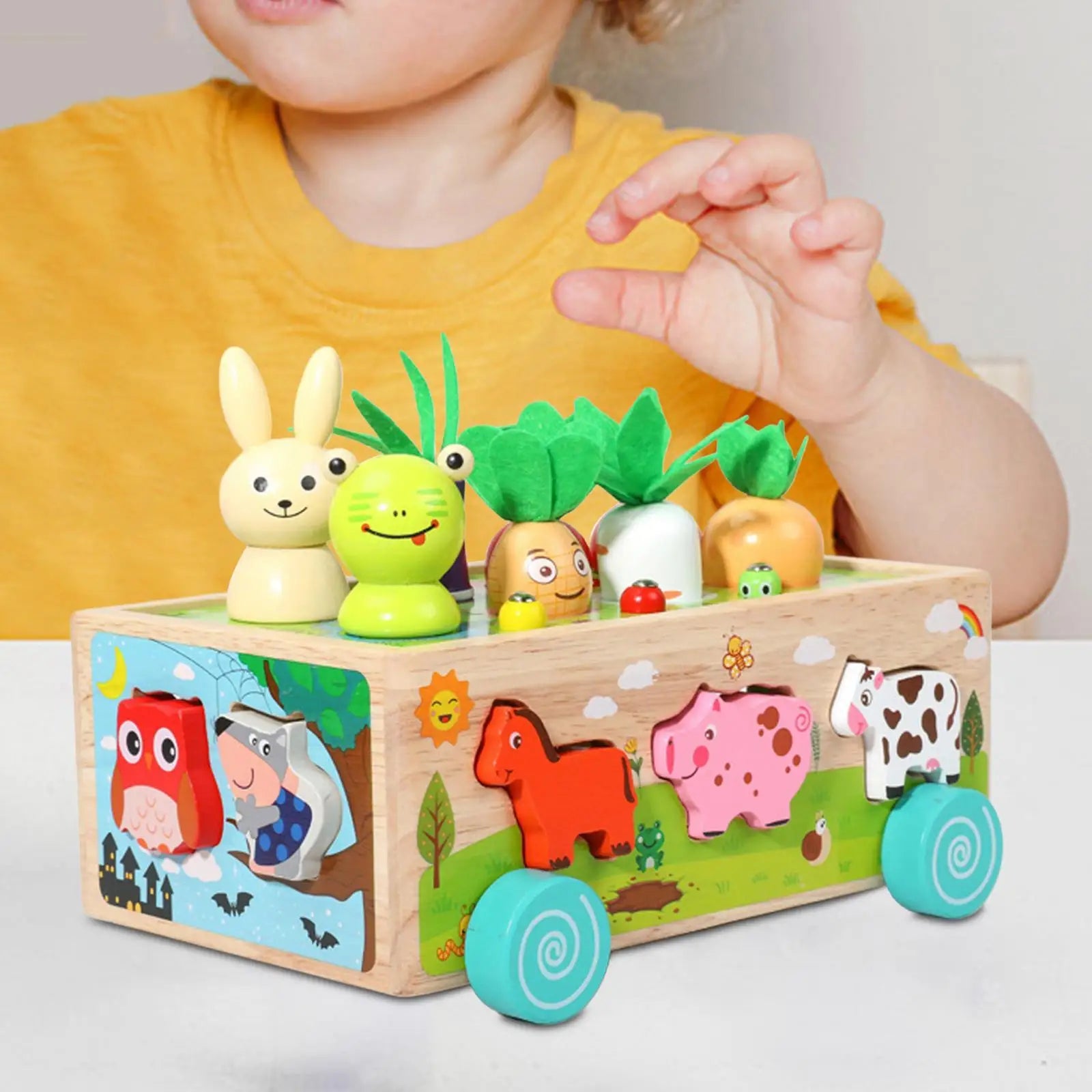 Karotten Steckspiel Holz Montessori für Kinder von 1 bis 3 Jahren – Stapeln und Sortieren für kognitive Entwicklung