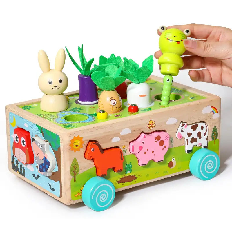 Karotten Steckspiel Holz Montessori für Kinder von 1 bis 3 Jahren – Stapeln und Sortieren für kognitive Entwicklung
