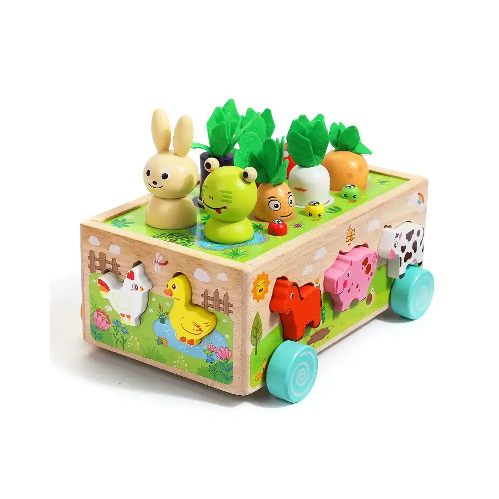 Karotten Steckspiel Holz Montessori für Kinder von 1 bis 3 Jahren – Stapeln und Sortieren für kognitive Entwicklung