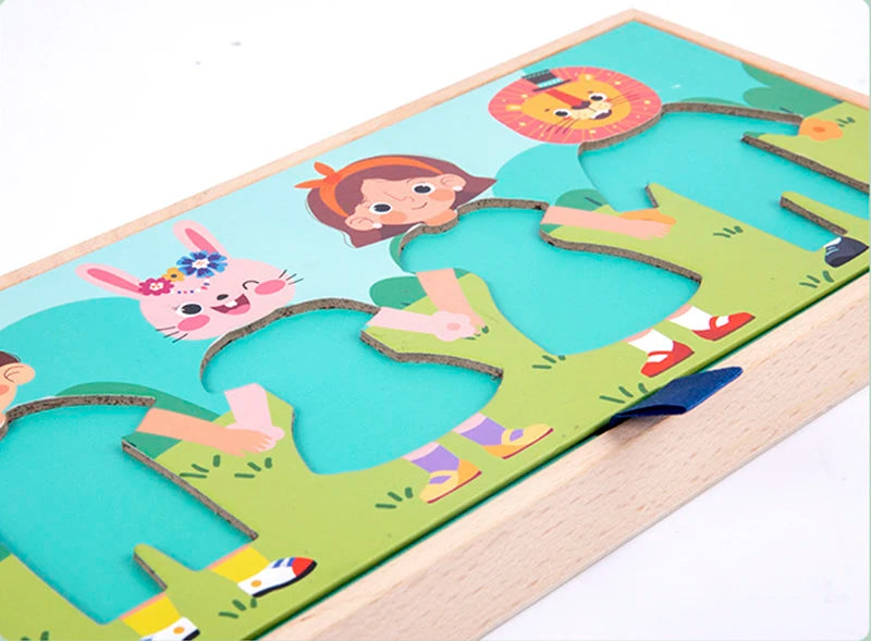 Puzzle d'habillage Montessori – Jeu de motricité et d'apprentissage
