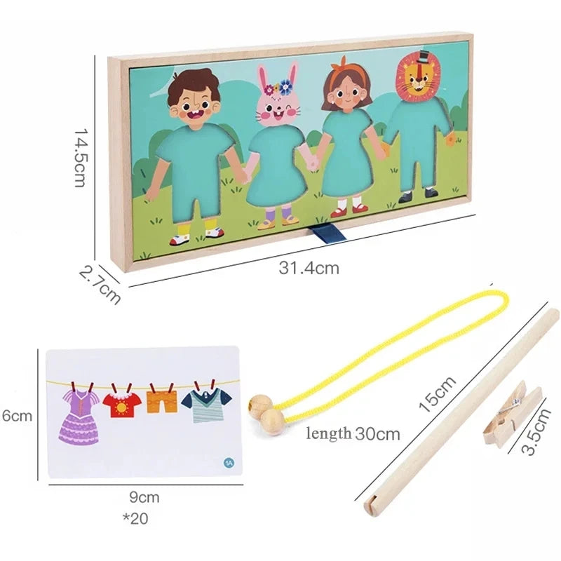 Puzzle d'habillage Montessori – Jeu de motricité et d'apprentissage