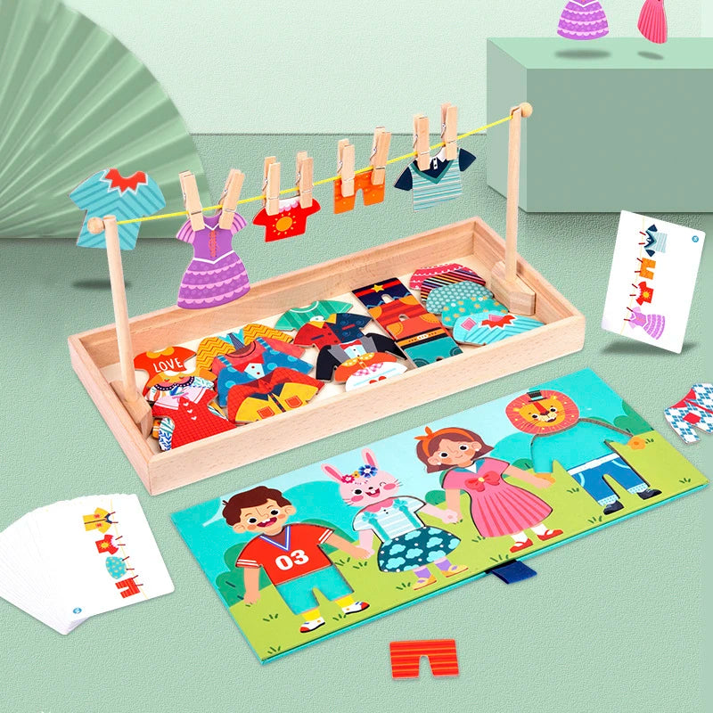 Puzzle d'habillage Montessori – Jeu de motricité et d'apprentissage