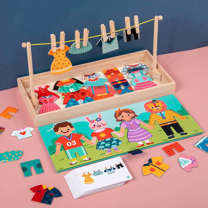 Puzzle d'habillage Montessori – Jeu de motricité et d'apprentissage