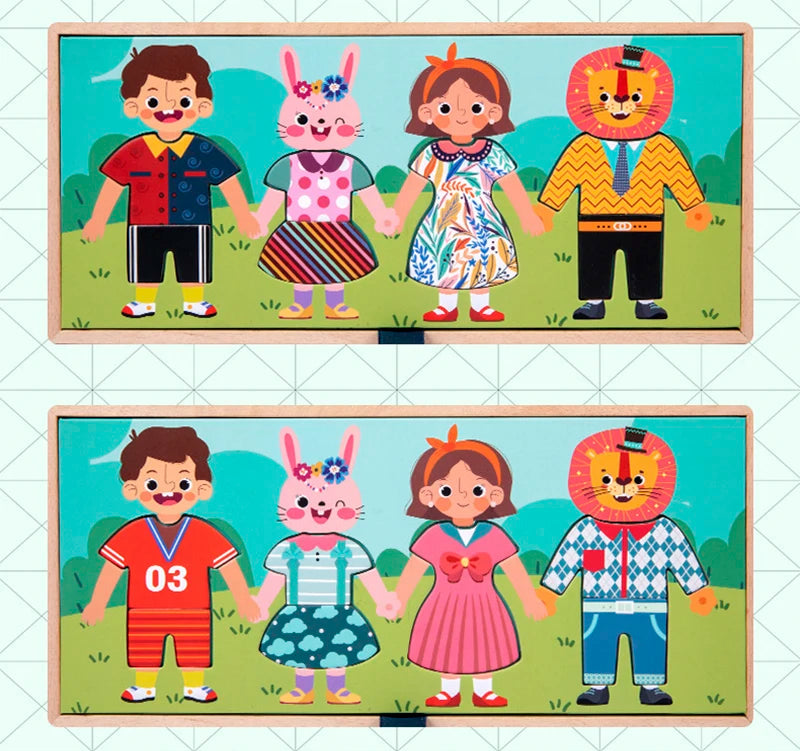 Puzzle d'habillage Montessori – Jeu de motricité et d'apprentissage