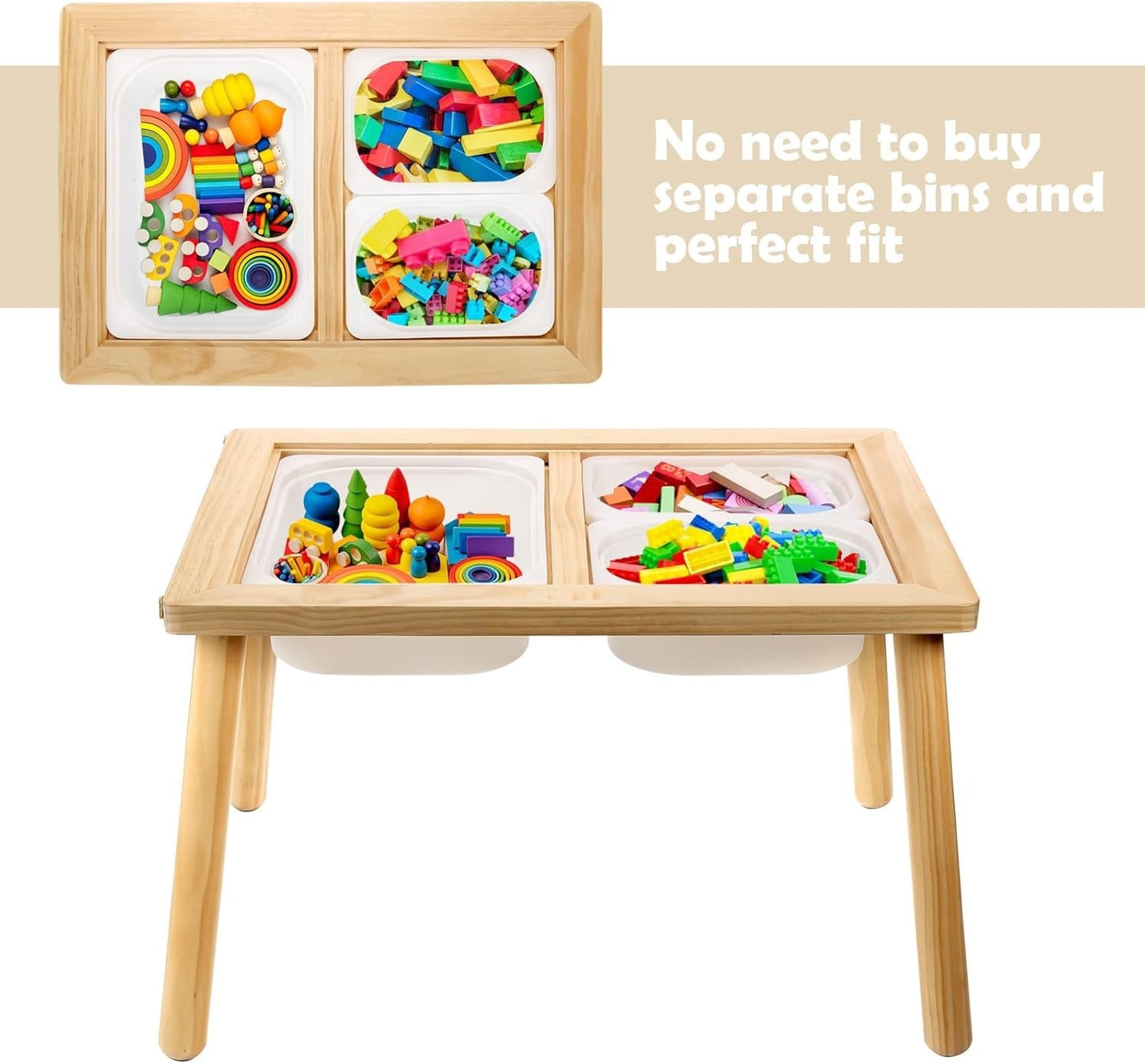 Table sensorielle Montessori – Table d'activité réglable en hauteur 2 positions