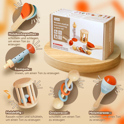 Montessori Musikinstrumente Holz-Set (5-tlg.) – Sensorik