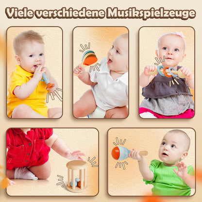 Montessori Musikinstrumente Holz-Set (5-tlg.) – Sensorik