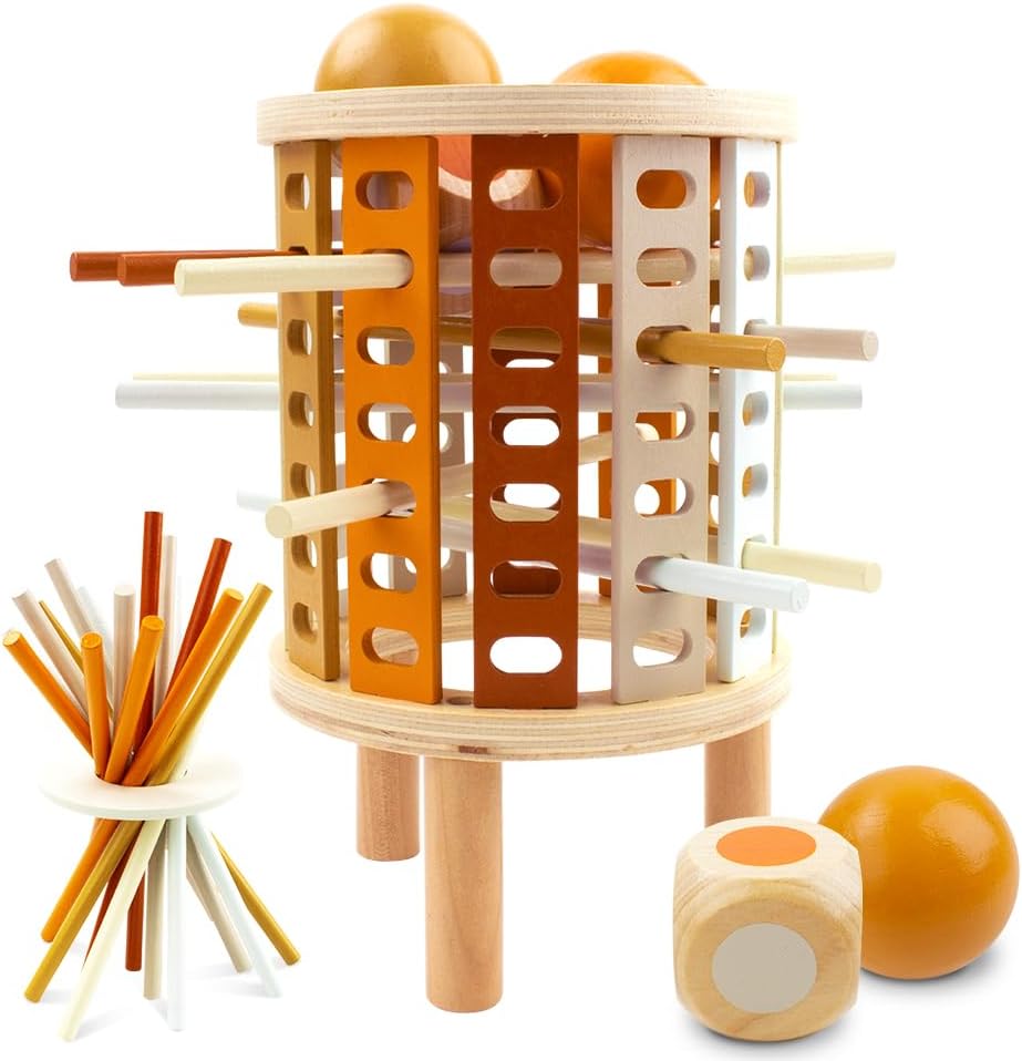 Färglärandetorn Montessori leksak – Rund (Drop-Stick & Kulspel)