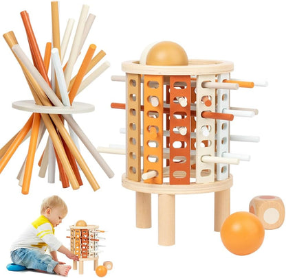 Färglärandetorn Montessori leksak – Rund (Drop-Stick & Kulspel)
