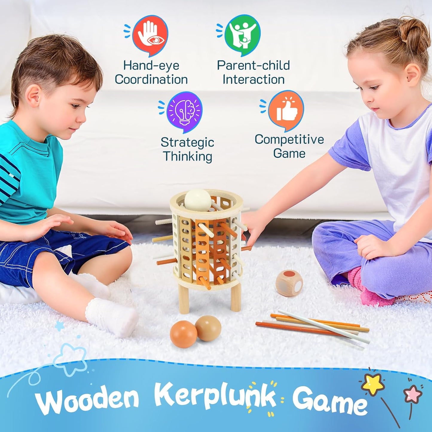 Färglärandetorn Montessori leksak – Rund (Drop-Stick & Kulspel)