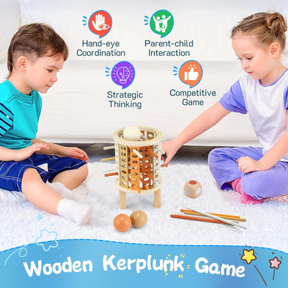 Färglärandetorn Montessori leksak – Rund (Drop-Stick & Kulspel)