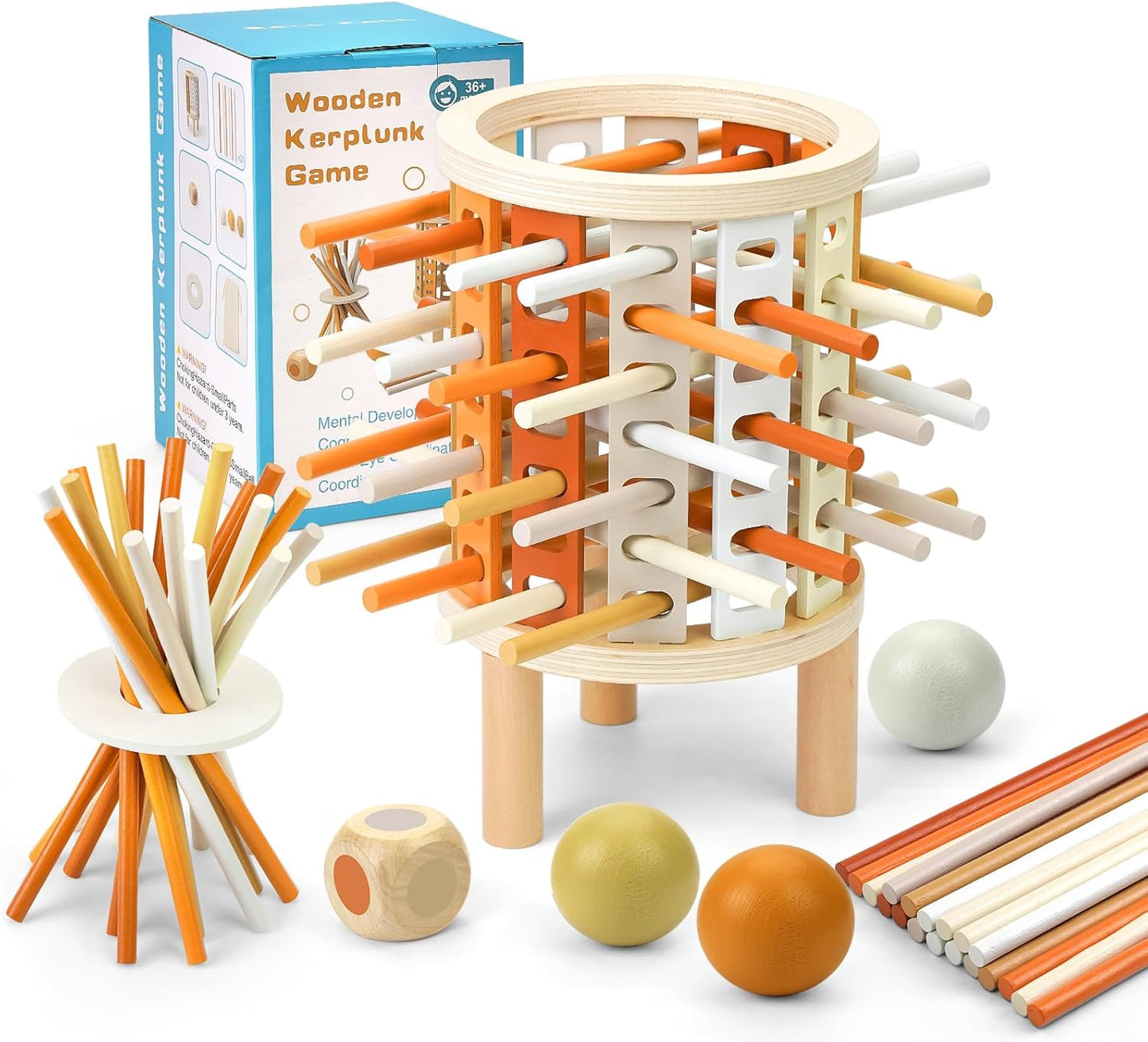 Färglärandetorn Montessori leksak – Rund (Drop-Stick & Kulspel)