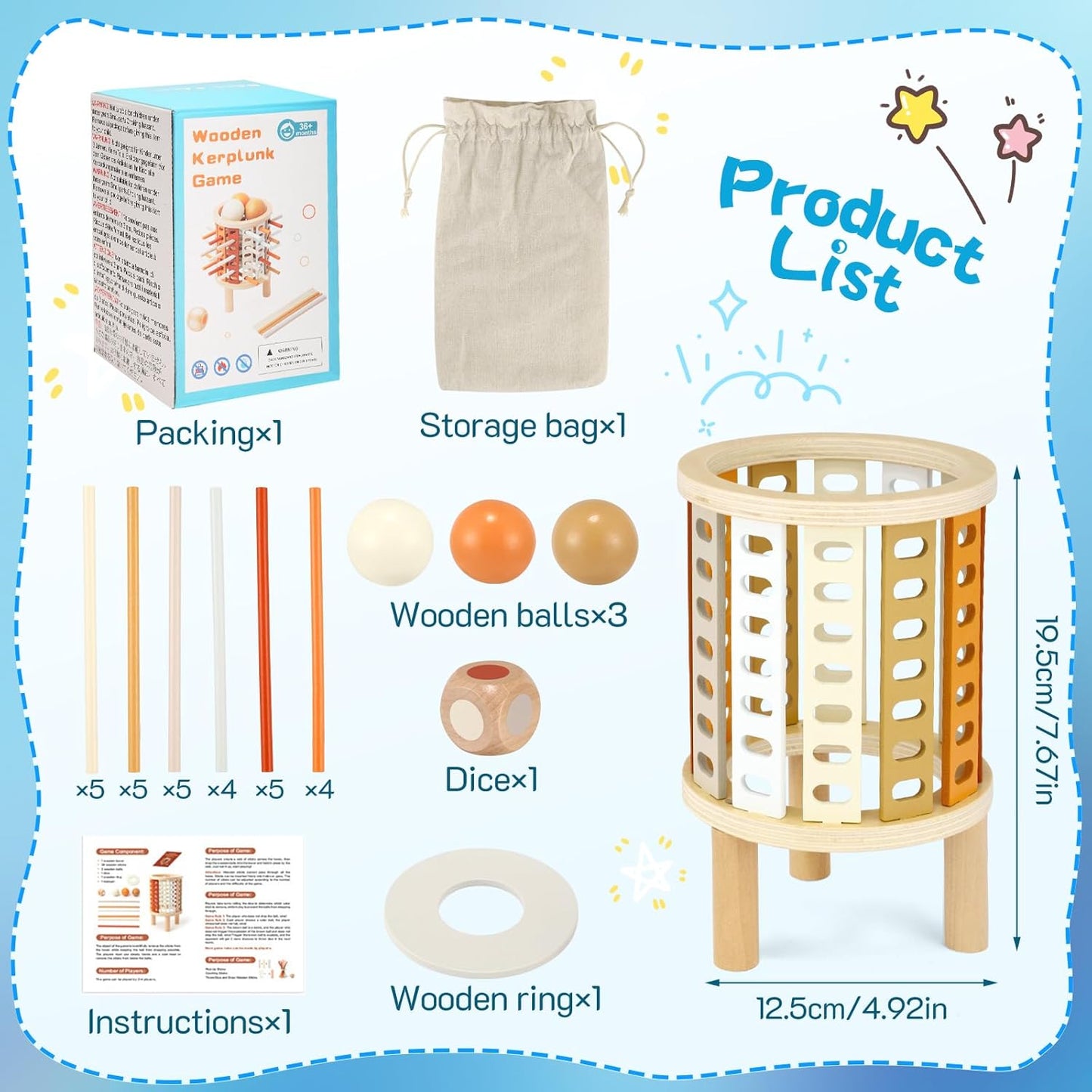 Färglärandetorn Montessori leksak – Rund (Drop-Stick & Kulspel)