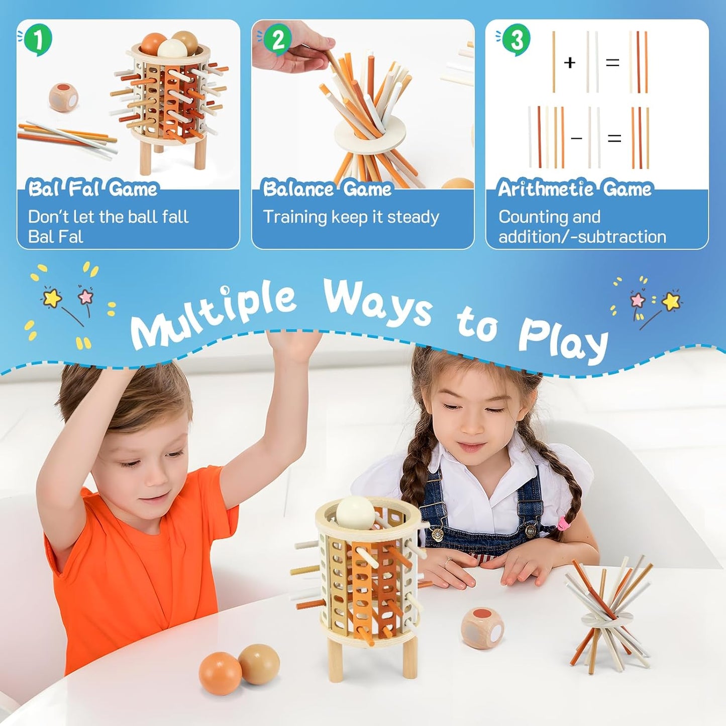 Färglärandetorn Montessori leksak – Rund (Drop-Stick & Kulspel)