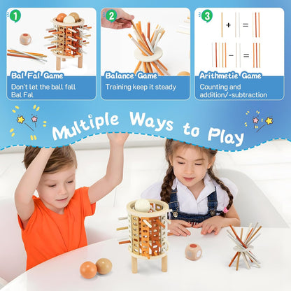 Färglärandetorn Montessori leksak – Rund (Drop-Stick & Kulspel)