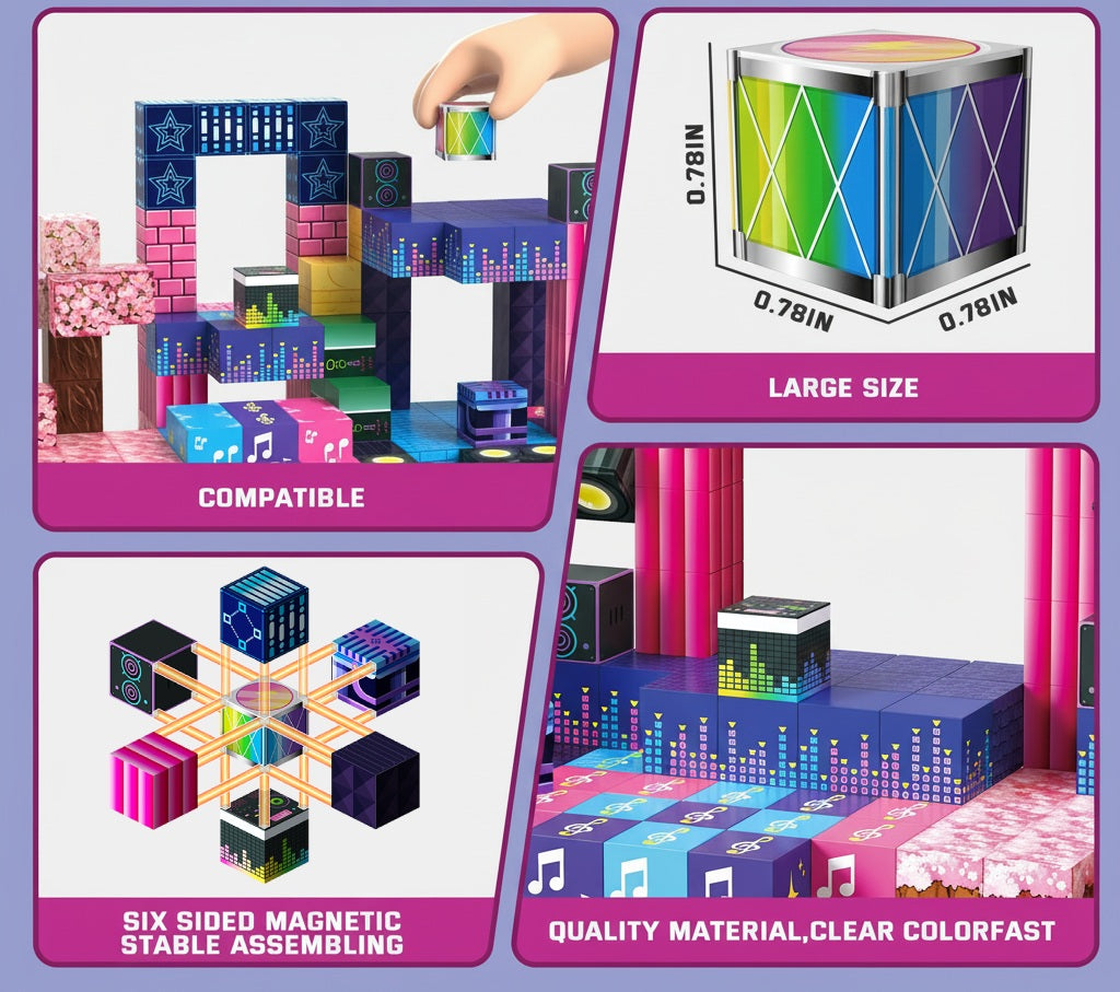Magnetische Bausteine Electric Carnival 2 cm – 120 Teile