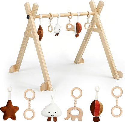 Anhänger vom Montessori Baby Gym aus Holz und Stoff