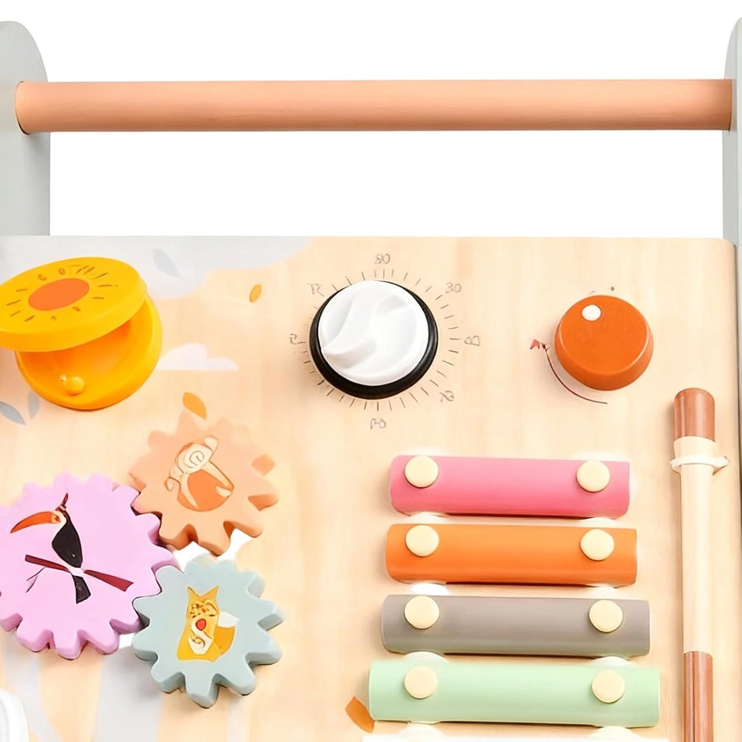 Montessori gåvagn i trä – leksak med xylofon och lekelement