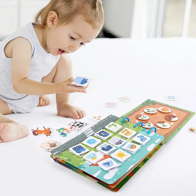 Montessori babyboek – voelboek & leerspeelgoed (Engelse woorden)