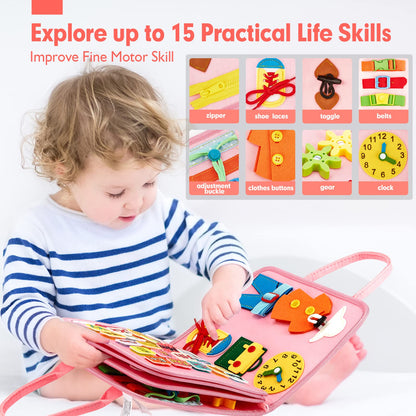 Tableau d'activités/Livre silencieux Montessori 8 faces – Licorne