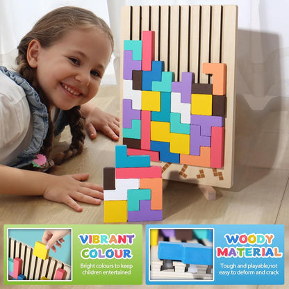 MontessoriLernwelt Montessori Tetris Holzpuzzle Lernspielzeug ab 3 Jahren