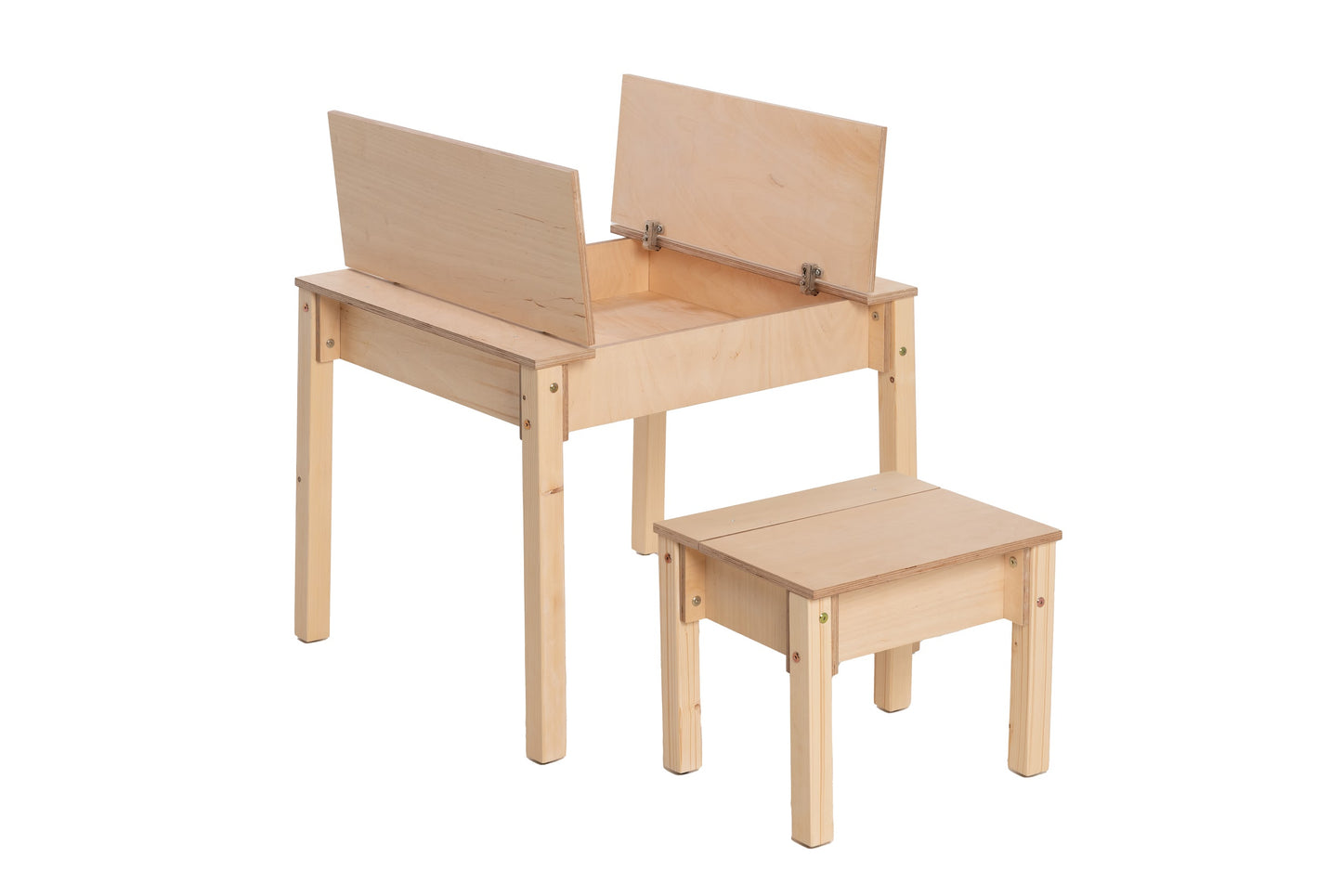 Montessori Children's Table with Storage & Stool – Wooden Desk Set for Kids