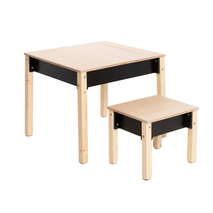 Montessori Children's Table with Storage & Stool – Wooden Desk Set for Kids