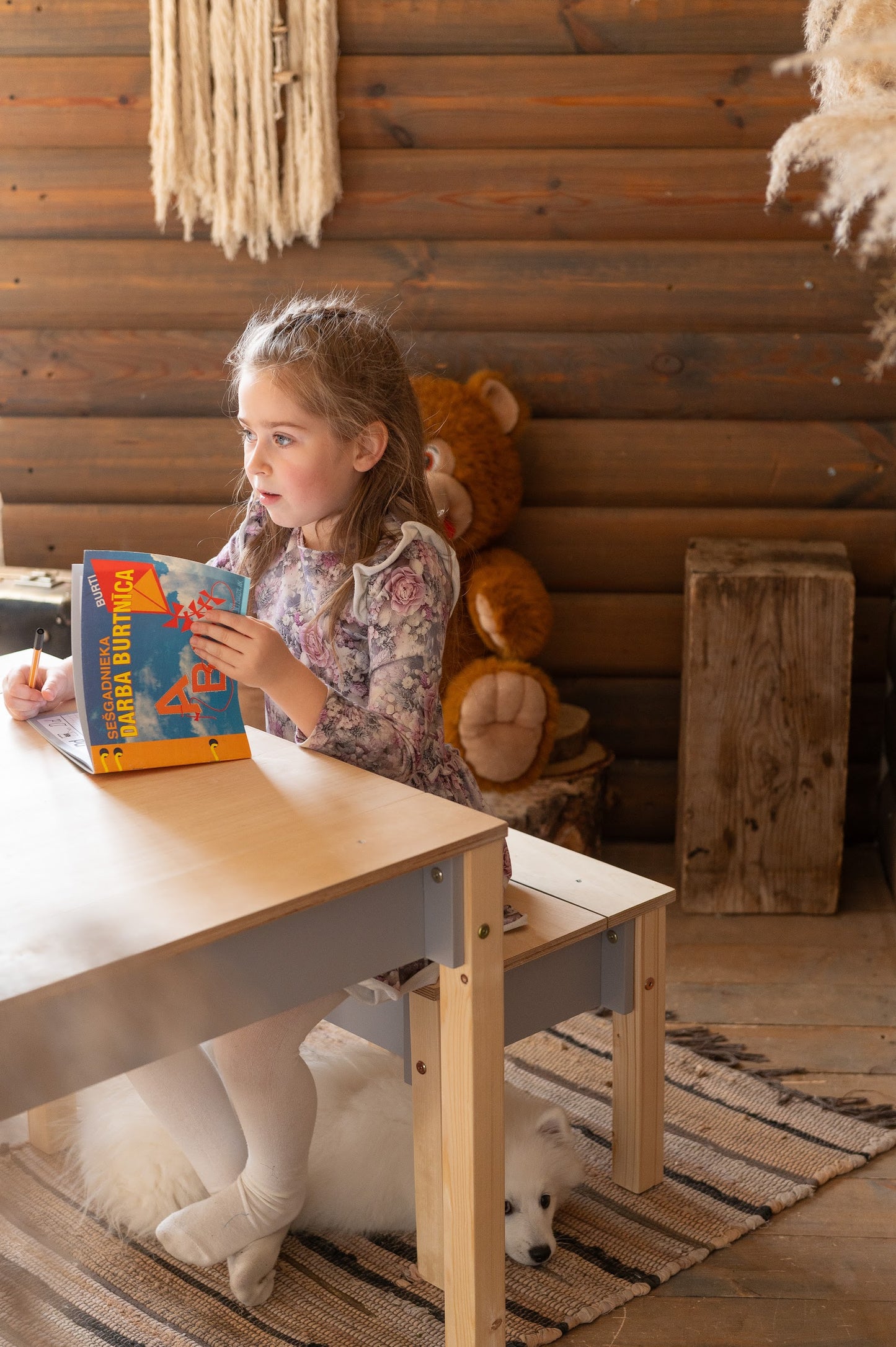 Montessori Children's Table with Storage & Stool – Wooden Desk Set for Kids