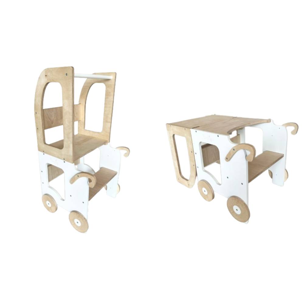 Montessori learning tower trolley – 3-in-1 kitchen helper for children
