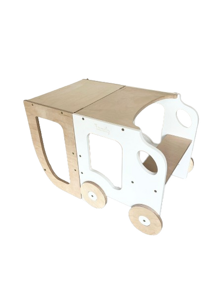 Montessori Learning Tower 3-in-1 – Kitchen Helper, Table & Chair in Car Design