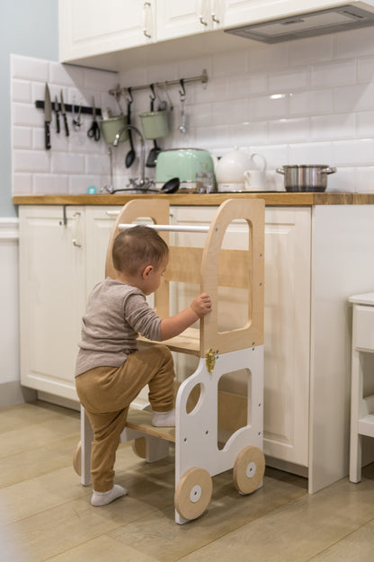 Montessori Learning Tower 3-in-1 – Kitchen Helper, Table & Chair in Car Design