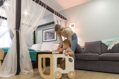 Montessori Learning Tower 3-in-1 – Kitchen Helper, Table & Chair in Car Design