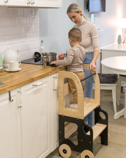 Montessori Learning Tower 3-in-1 – Kitchen Helper, Table & Chair in Car Design