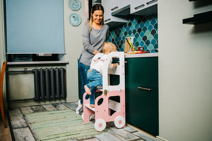 Montessori Learning Tower 3-in-1 – Kitchen Helper, Table & Chair in Car Design