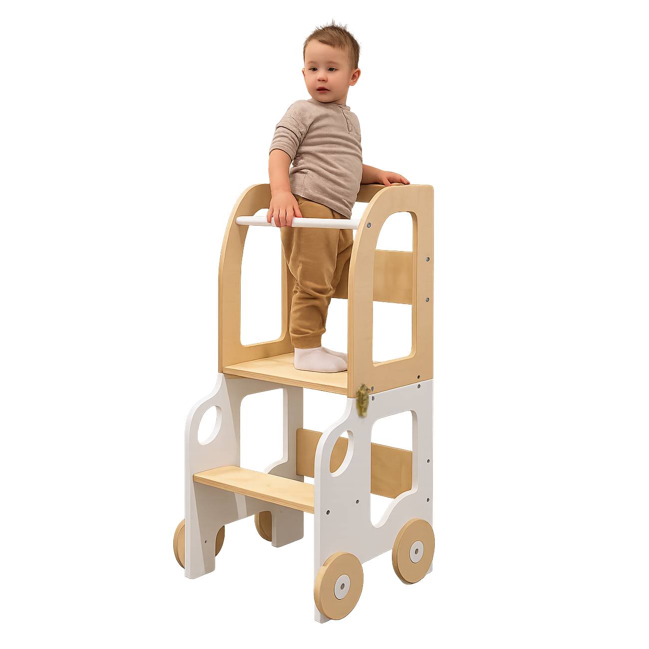 Montessori Learning Tower 3-in-1 – Kitchen Helper, Table & Chair in Car Design