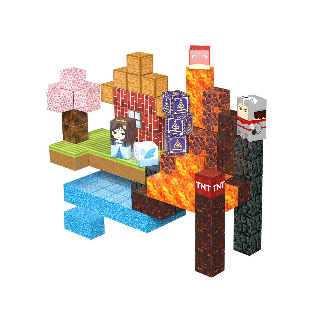 Magnetische Bausteine 3D – Lava-Wasserfall Design